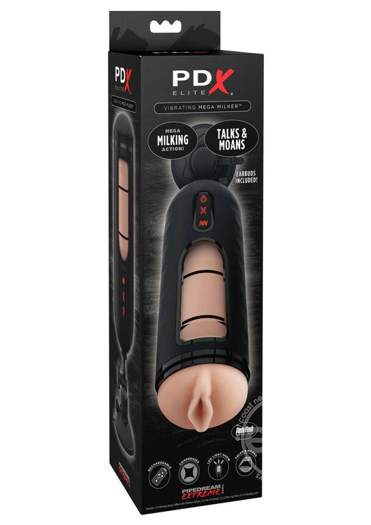 Pipedream Extreme Elite Rechargeable Vibrating Mega Milker Masturbator - Pussy - Vanilla/Black