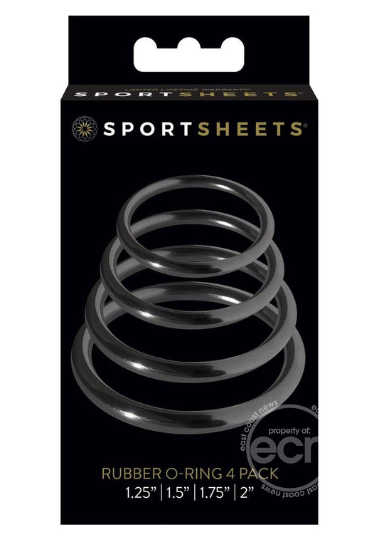 Sportsheets Rubber O Ring Cock Ring (4 Pack) - Black