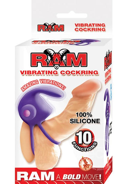 Ram Silicone Vibrating Cock Ring - Purple