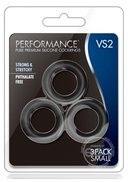 Performance VS2 Pure Premium Silicone Cock Rings - Small - Black