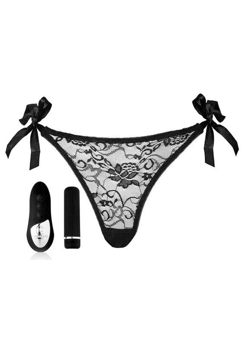 Nu Sensuelle Pleasure Panty Rechargeable Silicone Remote & Bullet Panty Vibe - Black