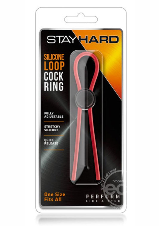 Stay Hard Silicone Loop Cock Ring - Red