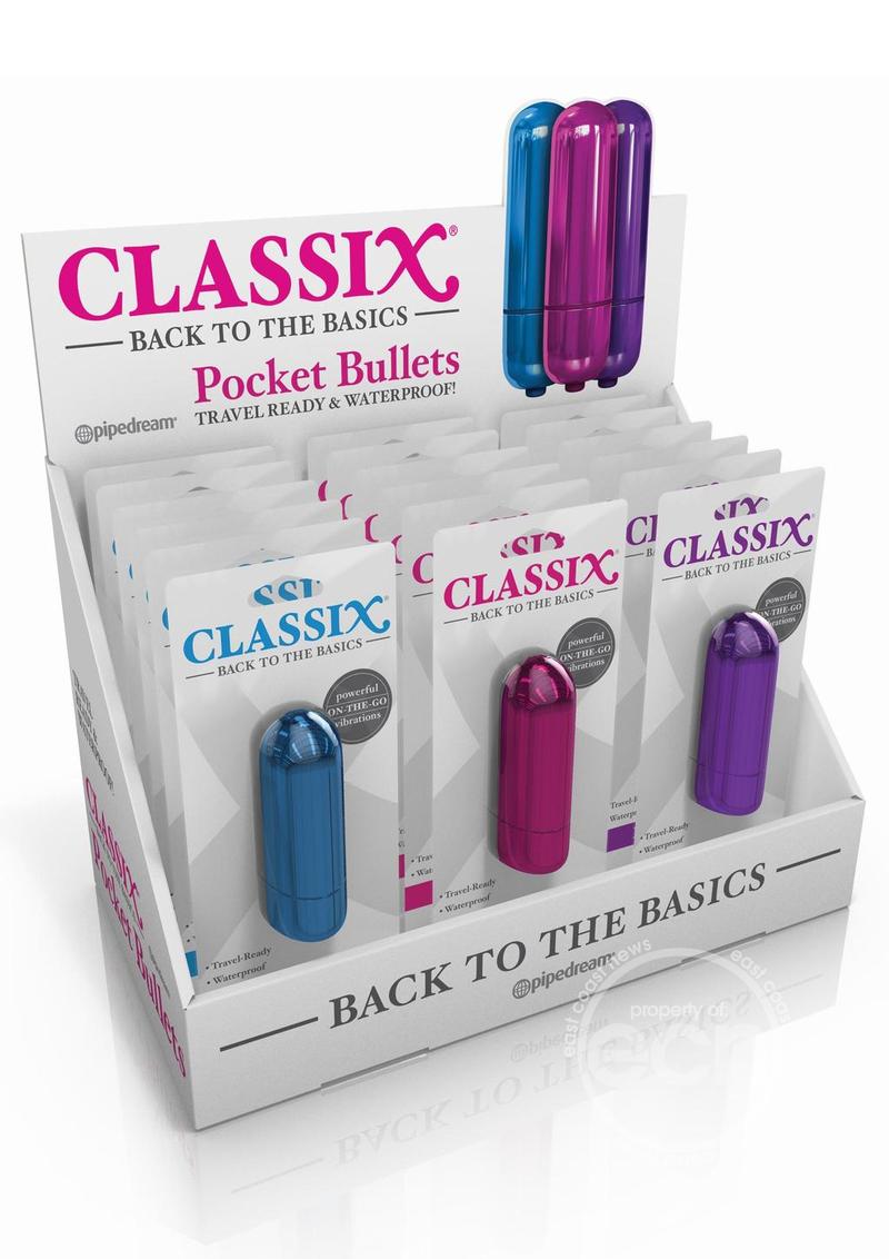 Classix Vibrating Pocket Bullets (18 Per Display) - Assorted