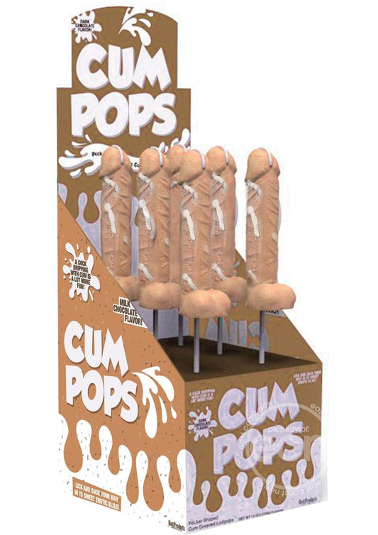 Cum Pops Pecker Shaped Cum Covered Lollipops Milk Chocolate 6 Each Per Counter Display