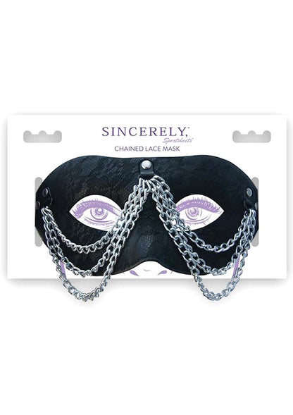 Sincerely Chained Lace Mask - Black