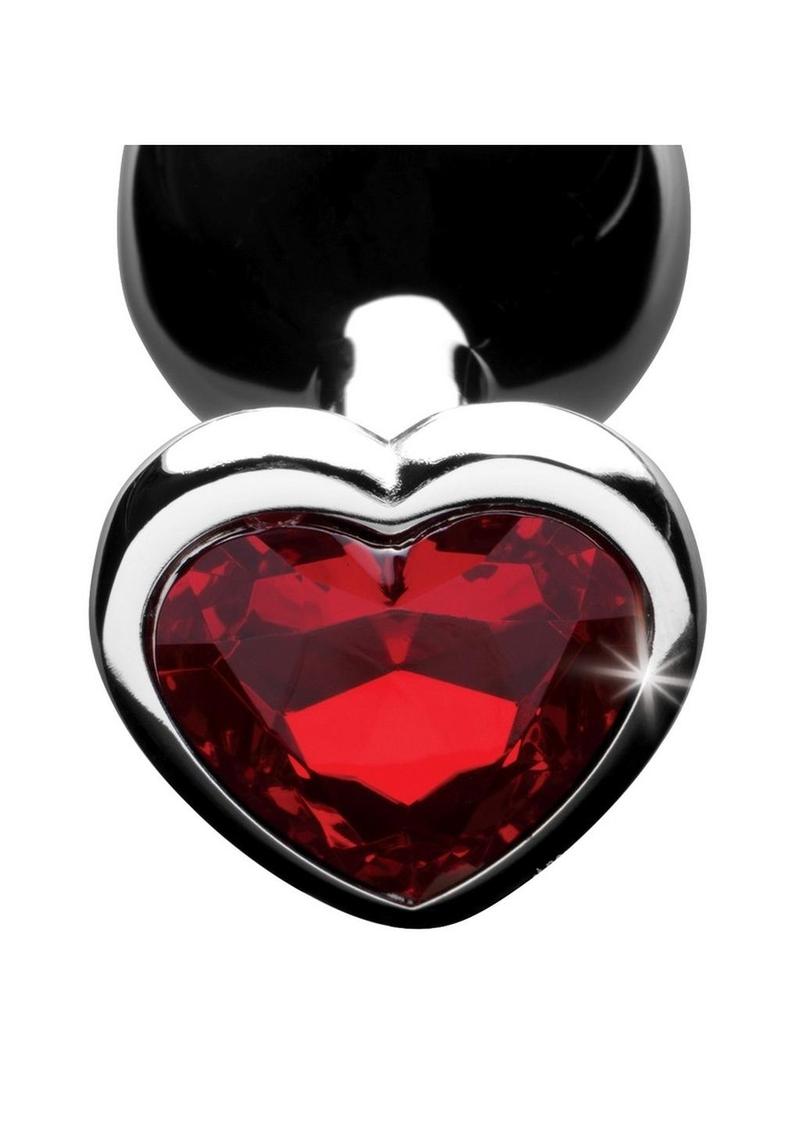 Booty Sparks Heart Gem Medium Anal Plug - Red