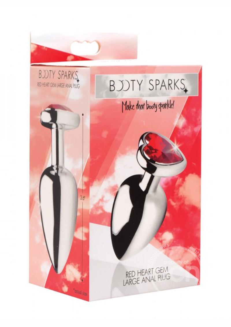 Booty Sparks Heart Gem Large Anal Plug - Red