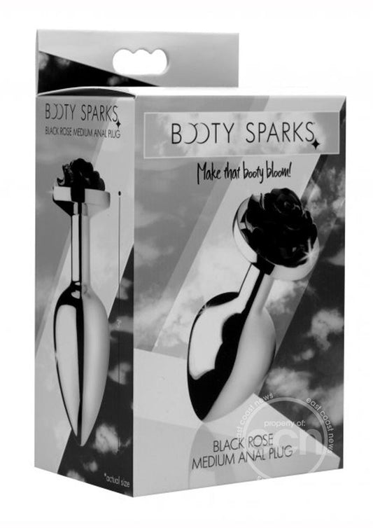 Booty Sparks Rose Butt Plug- Medium - Black