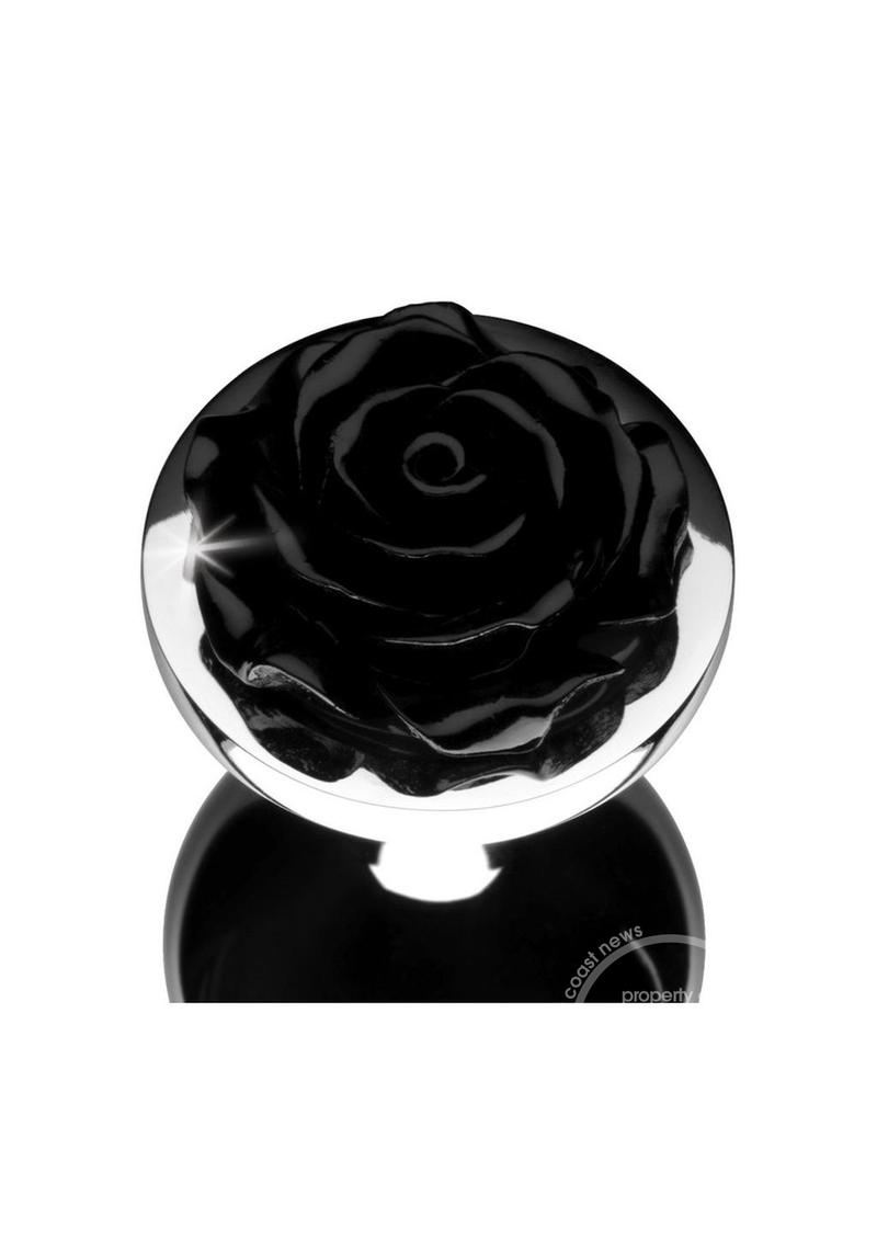 Booty Sparks Rose Butt Plug- Medium - Black