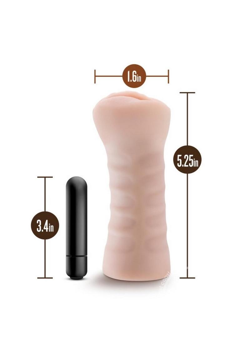 M for Men Ashley Vibrating Masturbator with Bullet - Pussy - Vanilla