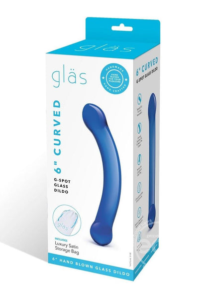 Glas Curved G-Spot Glass Dildo 6in - Blue