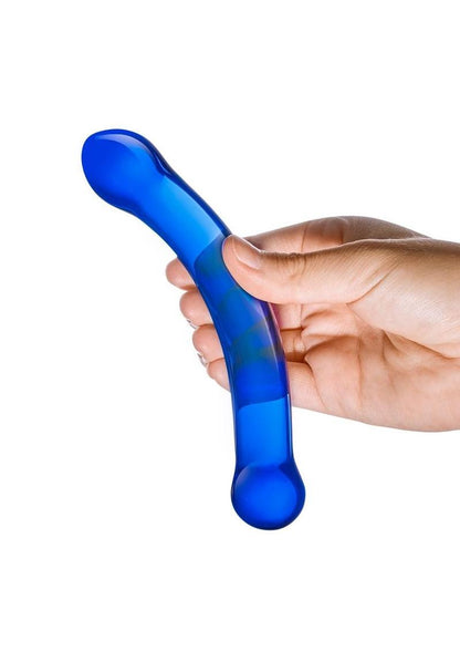 Glas Curved G-Spot Glass Dildo 6in - Blue