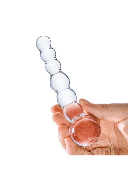 Glas Curved Beaded Glass Dildo 5in - Clear