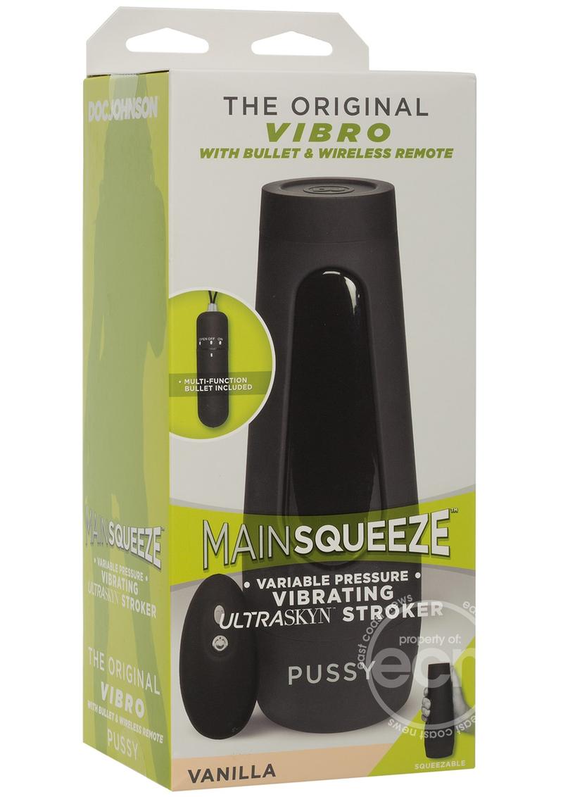 Main Squeeze The Original Vibro Ultraskyn Vibrating Masturbator with Bullet & Remote Control - Pussy - Vanilla