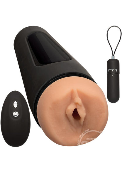 Main Squeeze The Original Vibro Ultraskyn Vibrating Masturbator with Bullet & Remote Control - Pussy - Vanilla