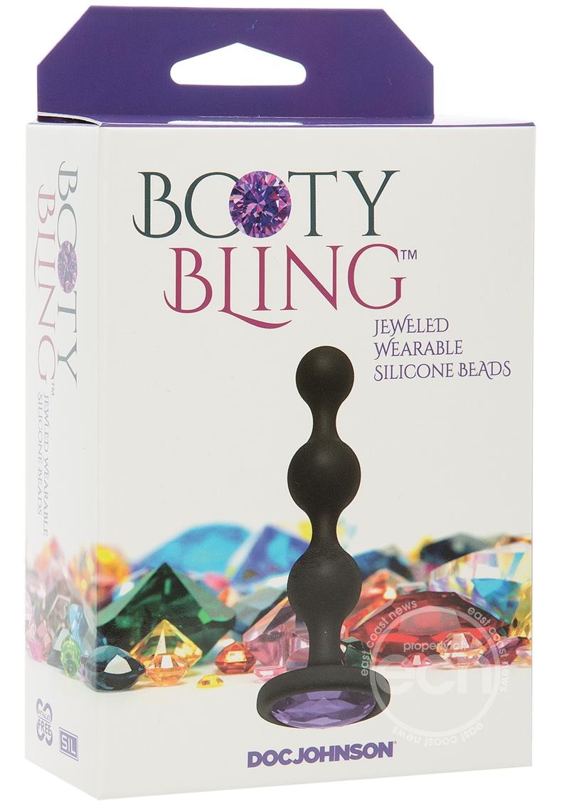 Booty Bling Jeweled Silicone Anal Beads - Purple