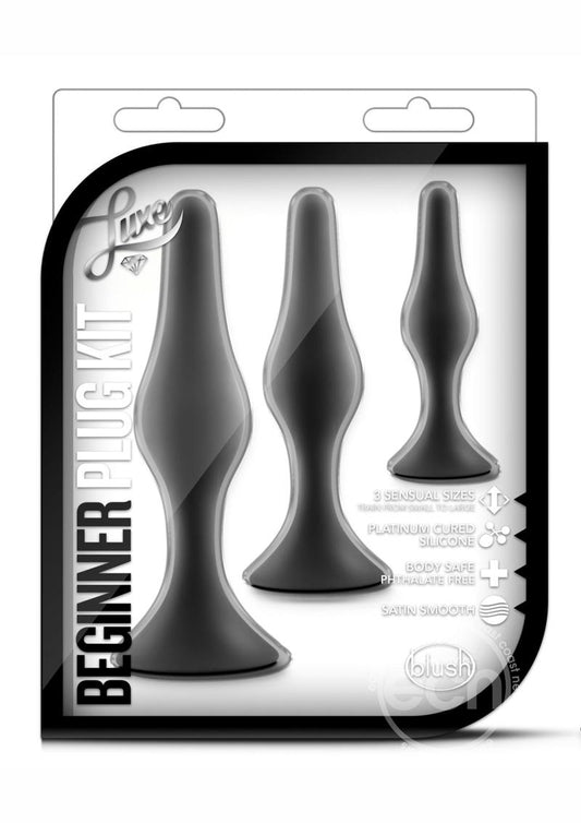 Luxe Beginner Silicone Butt Plug Kit 3 Sizes 3 Sizes - Black