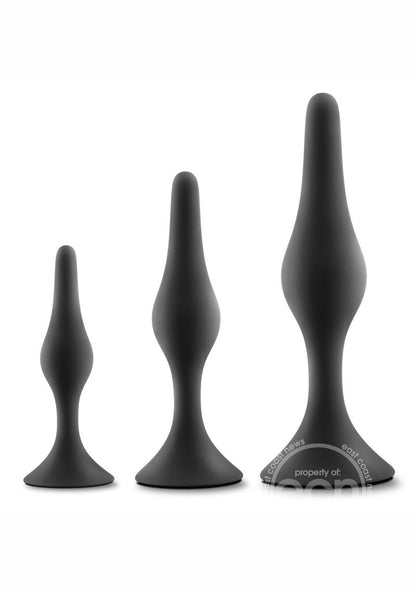 Luxe Beginner Silicone Butt Plug Kit 3 Sizes 3 Sizes - Black