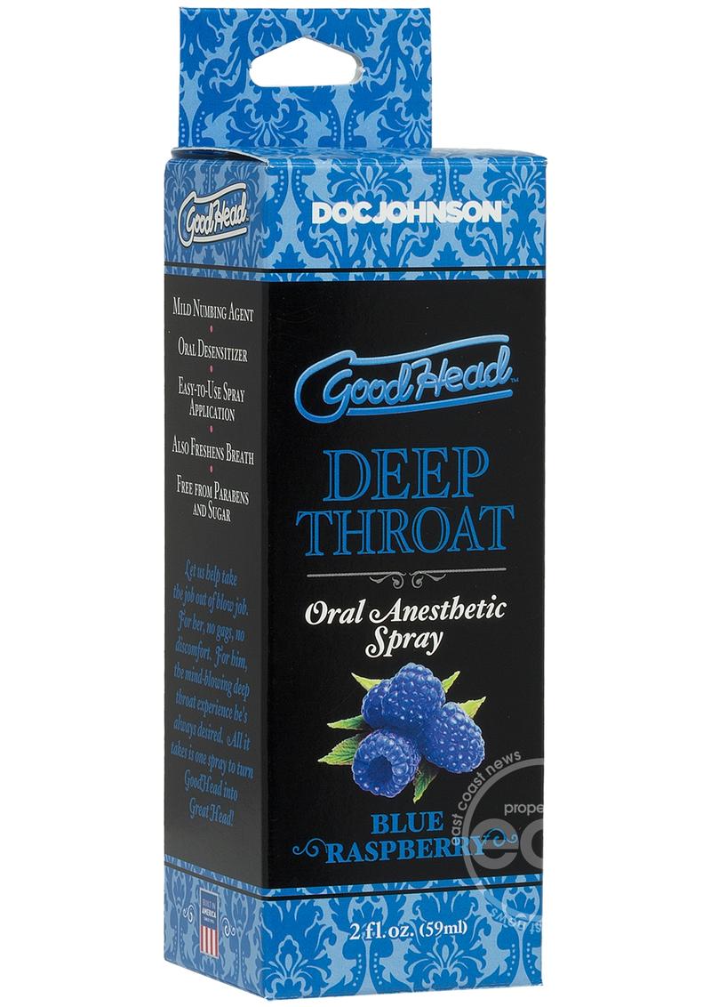 GoodHead Deep Throat Oral Anesthetic Spray Blue Raspberry 2oz