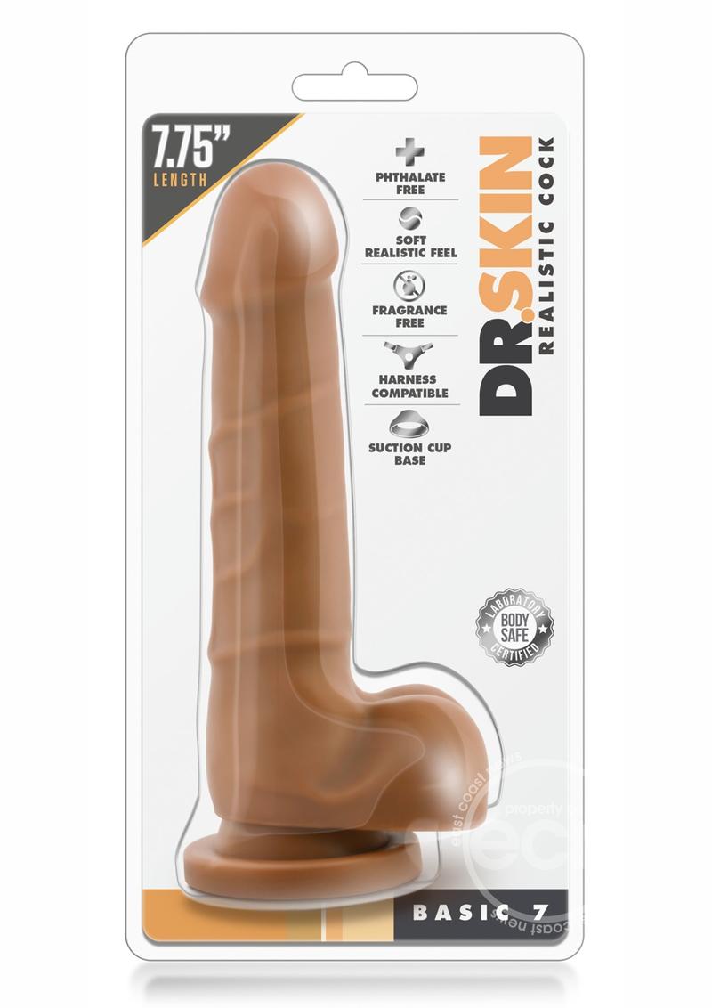 Dr. Skin Basic 7 Dildo with Balls 7.75in - Caramel