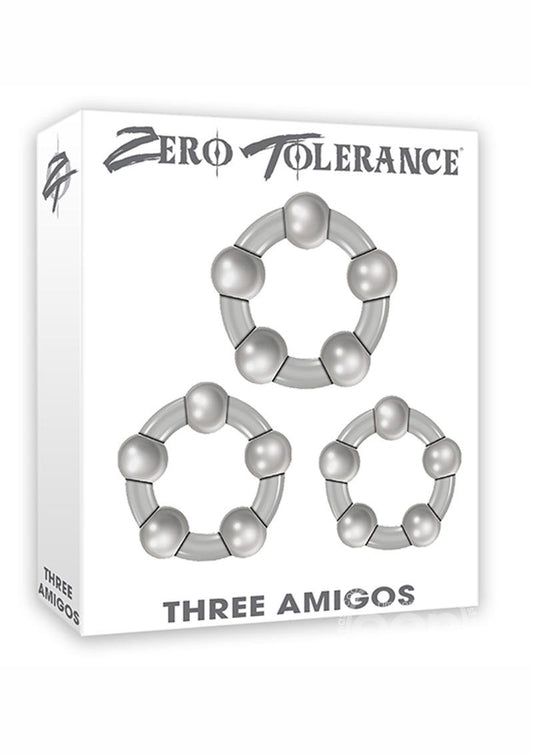 Zero Tolerance Three Amigos Beaded Cock Ring Kit (3 piece kit) - Smoke