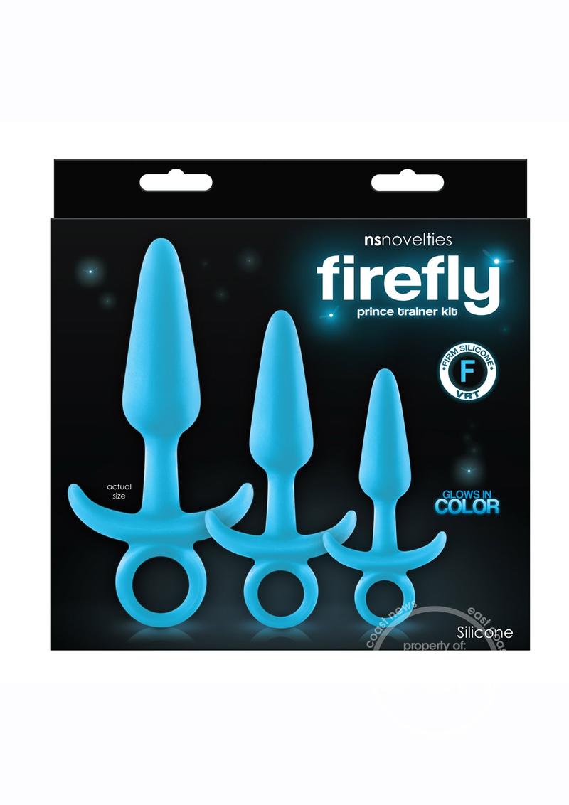 Firefly Prince Trainer Kit Silicone Butt Plugs Glow In The Dark - Blue