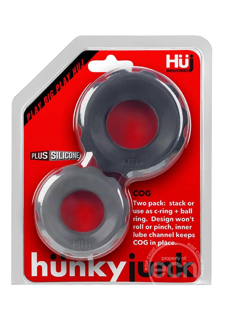 Hunkyjunk COG Silicone Cock Ring (2 Pack) - Black/Gray