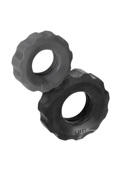 Hunkyjunk COG Silicone Cock Ring (2 Pack) - Black/Gray