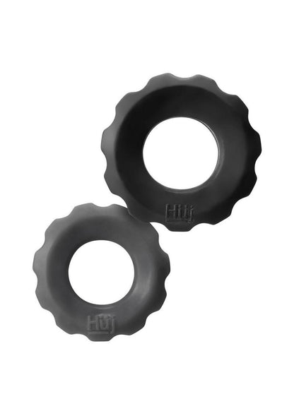 Hunkyjunk COG Silicone Cock Ring (2 Pack) - Black/Gray