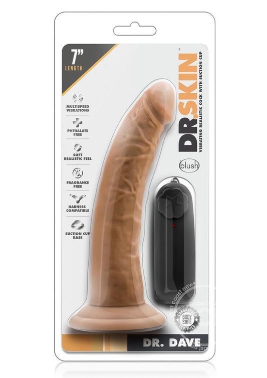 Dr. Skin Dr. Dave Vibrating Dildo with Suction Cup 7in - Caramel