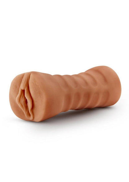 M for Men Sofia Vibrating Masturbator with Bullet - Pussy - Caramel