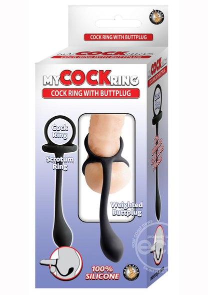 My Cock Ring Silicone Cock Ring with Butt Plug - Black