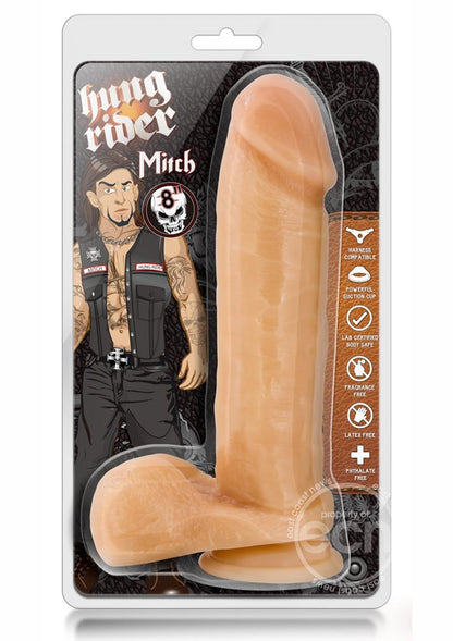 Hung Rider Mitch Dildo with Balls 8in - Vanilla