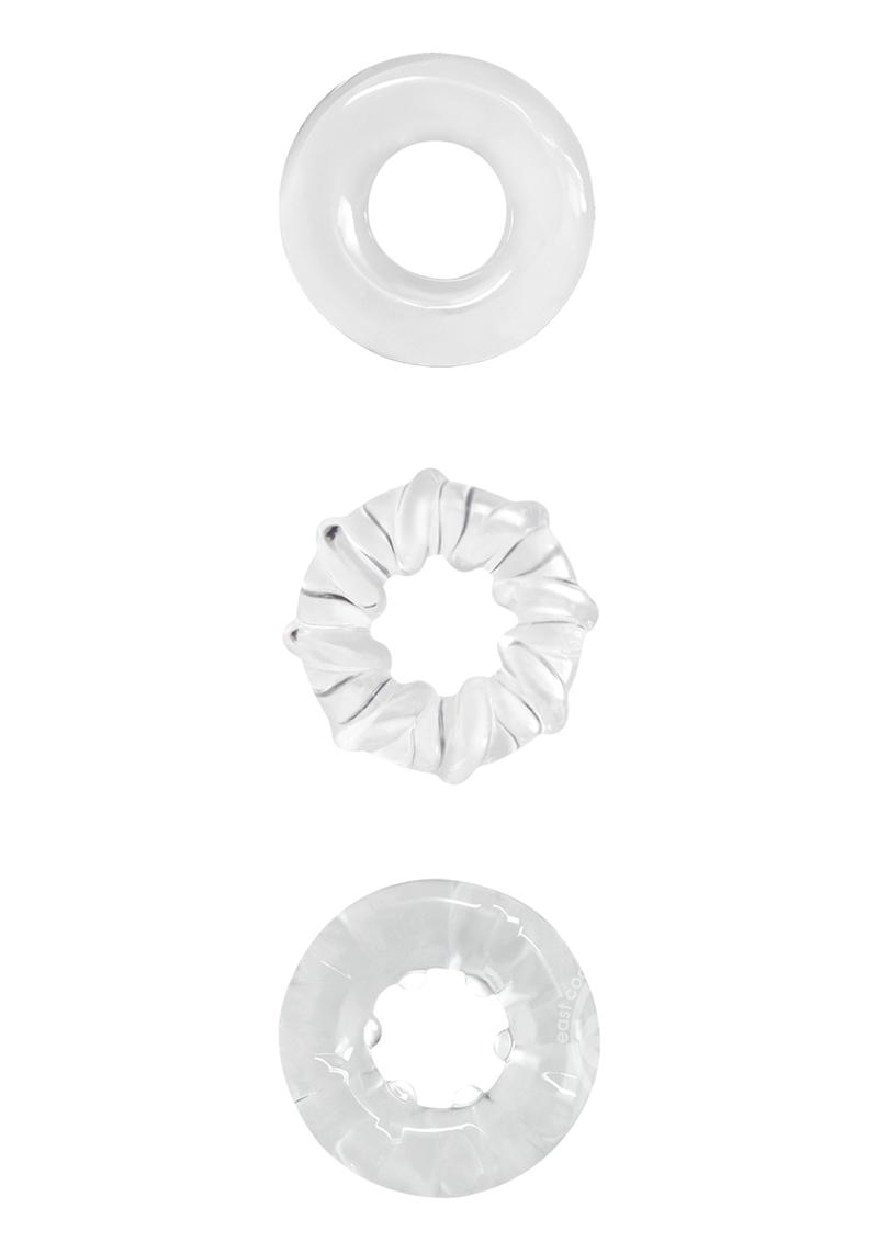 Renegade Dyno Rings Super Stretchable Cock Rings (Set of 3) - Clear