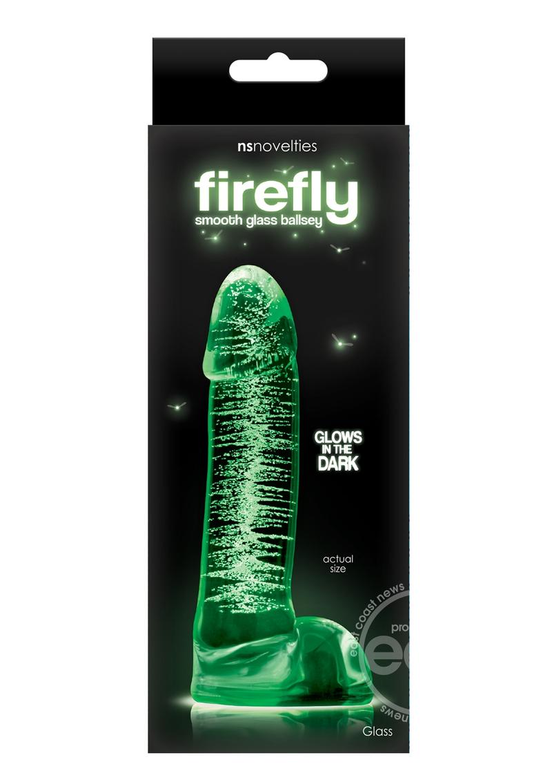 Firefly Smooth Glass Ballsey Dildo Glow In The Dark - Clear