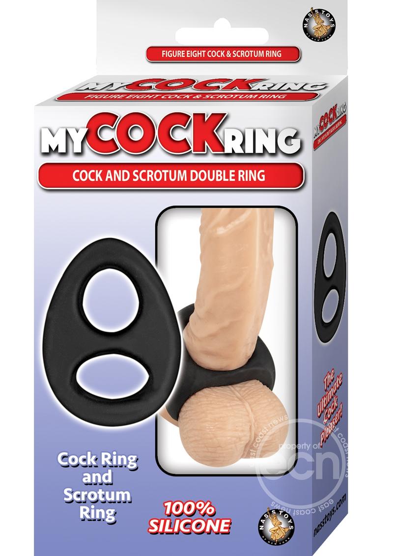 My Cockring Double Ring Silicone Cock & Scrotum Ring - Black