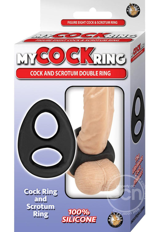 My Cockring Double Ring Silicone Cock & Scrotum Ring - Black