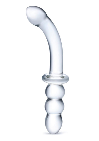 Glas Ribbed G Spot Glass Dildo 8in - Clear