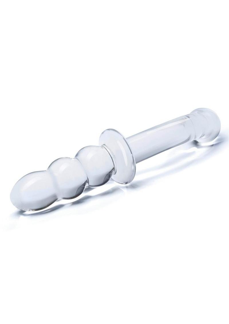 Glas Ribbed G Spot Glass Dildo 8in - Clear