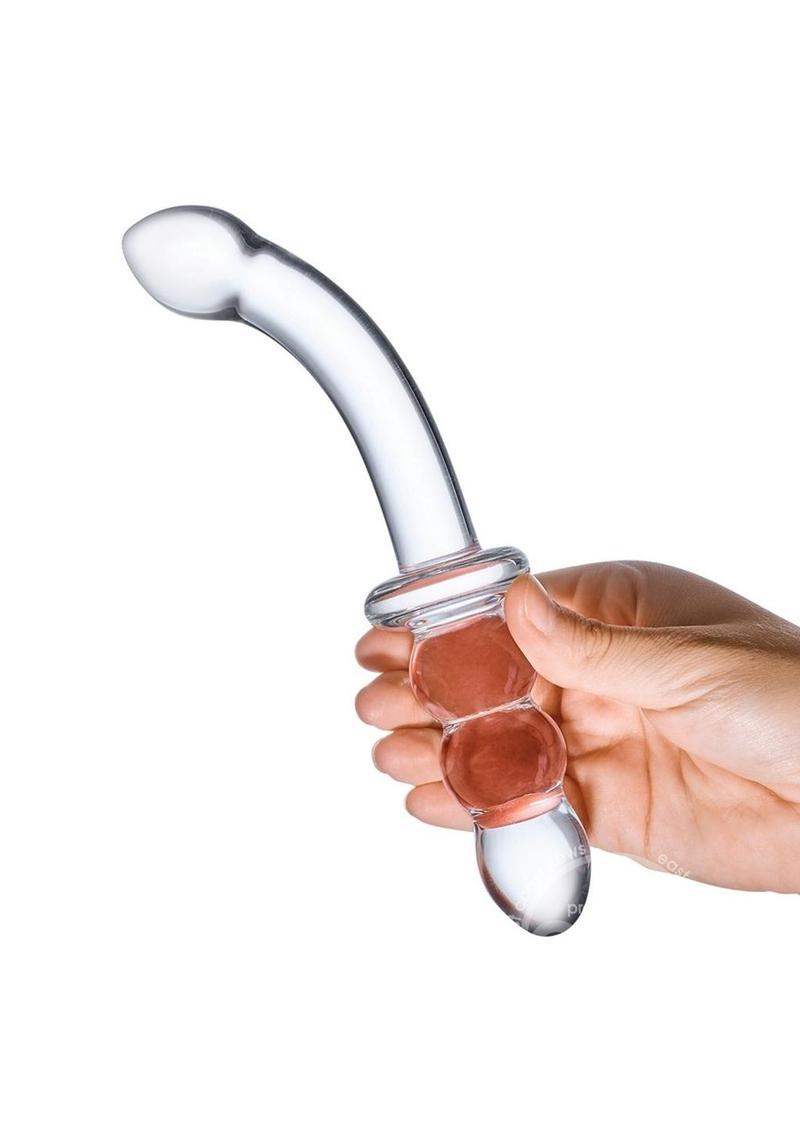 Glas Ribbed G Spot Glass Dildo 8in - Clear