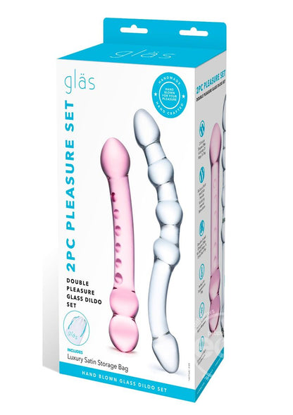 Glas Double Pleasure Glass Dildo Set (2 Piece) - Clear/Pink