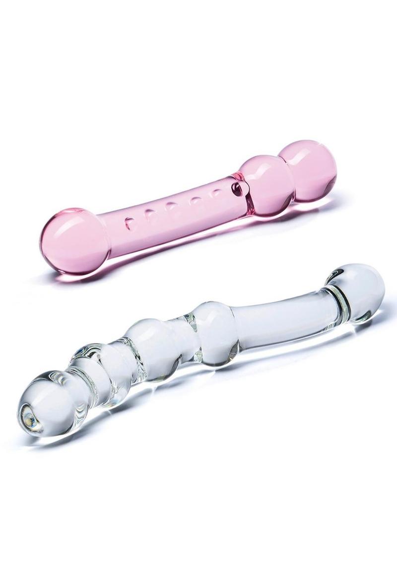 Glas Double Pleasure Glass Dildo Set (2 Piece) - Clear/Pink