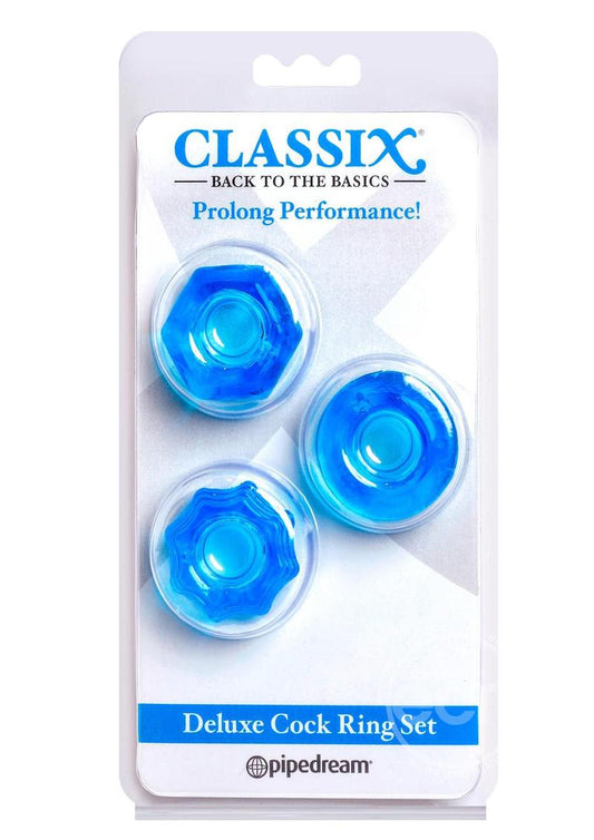 Classix Deluxe Cock Ring Set (2 piece kit) - Blue