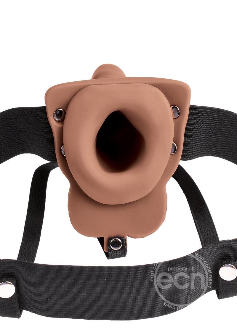 Fetish Fantasy Hollow Rechargeable Strap-On with Balls 6in - Caramel