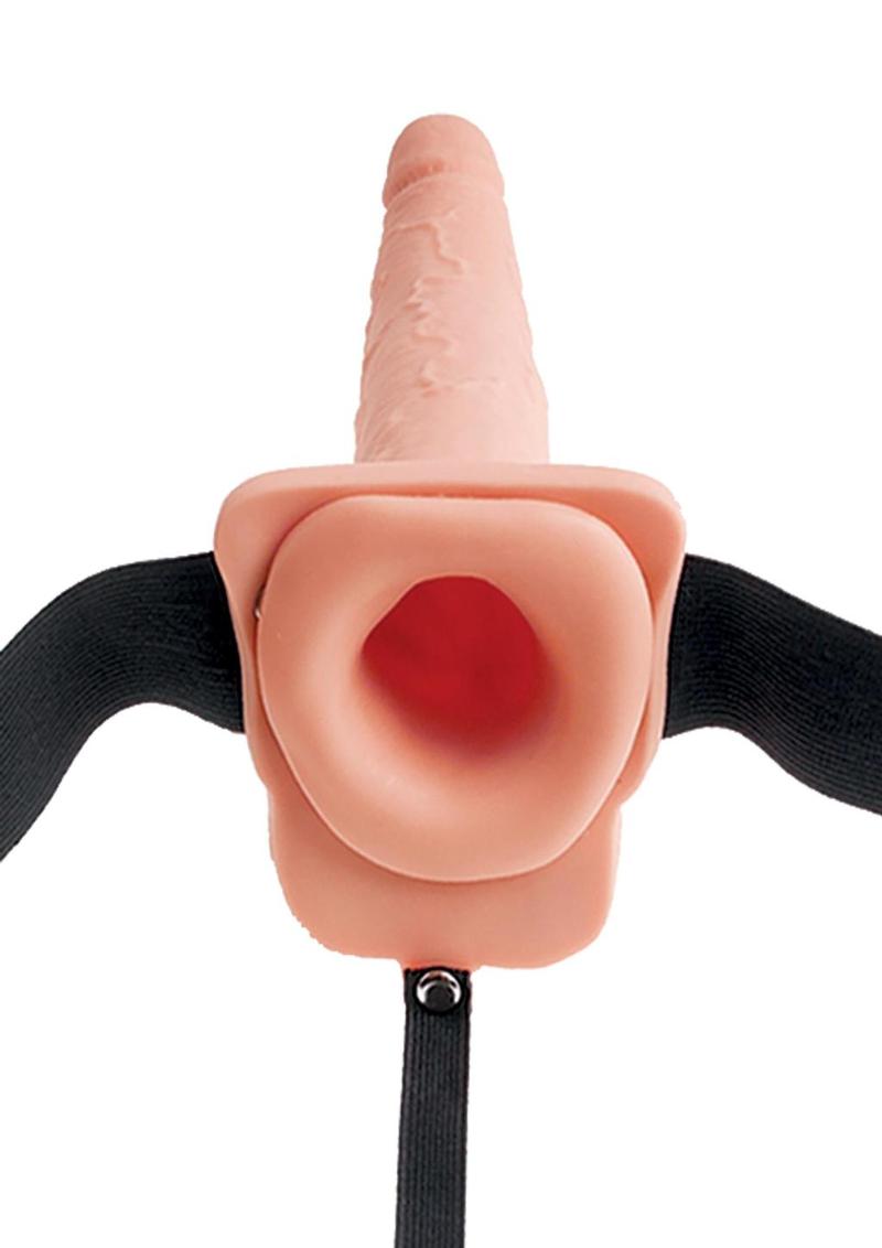 Fetish Fantasy Series Hollow Squirting Strap-On Dildo with Balls and Harness 9in - Vanilla