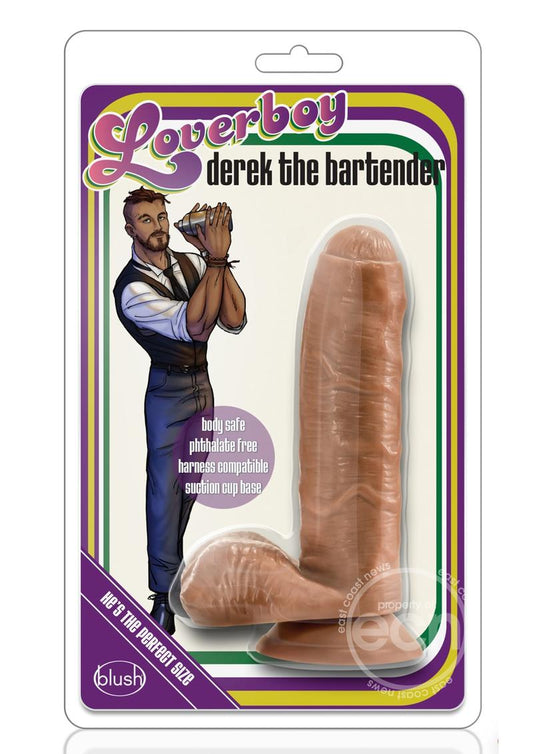 Loverboy Derek The Bartender Dildo with Balls 7in - Caramel