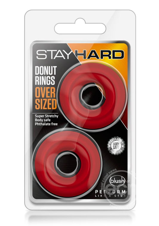 Stay Hard Donut Cock Rings Oversized (2 pack )- Red