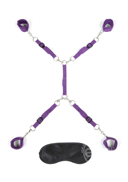 Lux Fetish Bed Spreader Restraint System (7 Piece Set) - Purple