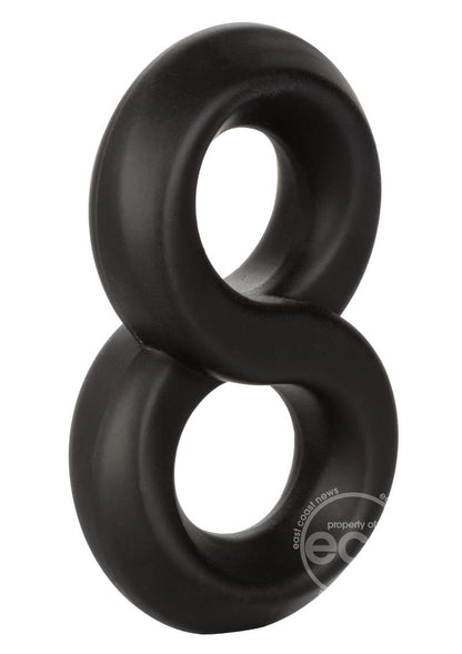 Ultra-Soft Crazy 8 Dual Silicone Cock Ring - Black