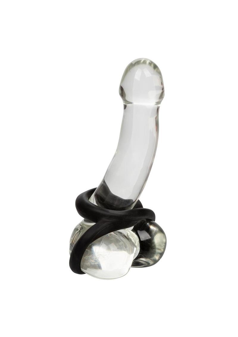 Ultra-Soft Crazy 8 Dual Silicone Cock Ring - Black